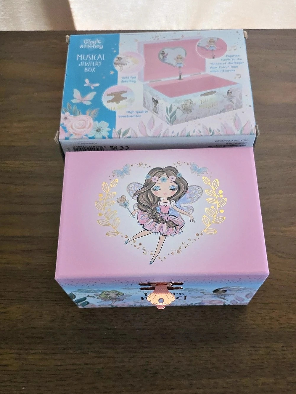 Giggle & Honey Enchanted Fairy Musical Jewelry Box Pink & Blue